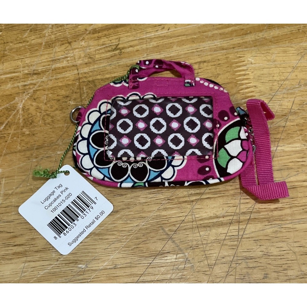 Vera Bradley CUPCAKES Pink LUGGAGE ID Name TAG CASE for PURSE Tote BACKPACK  NWT